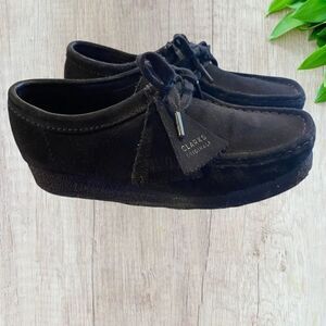 Clarks Originals Wallabee Women's Black Suede Mocassin Moc Loafer Shoes 7.5